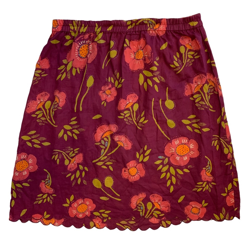 Gudrun Sjoden Floral Printed Sheer Scalloped Skirt